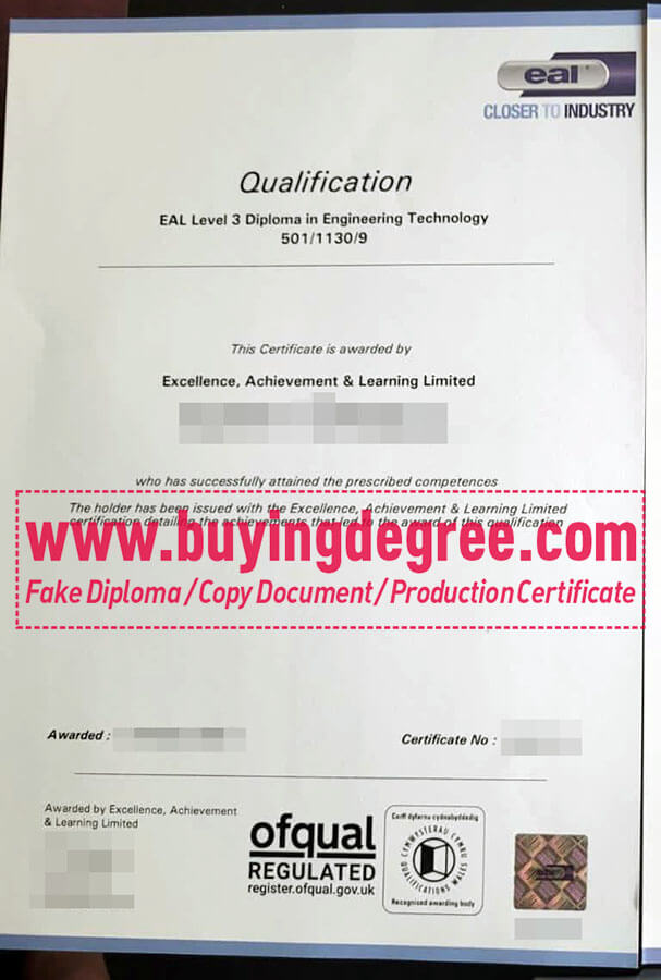 Buy fake EAL certificate, fake Excellence, Achievement, and Learning certification