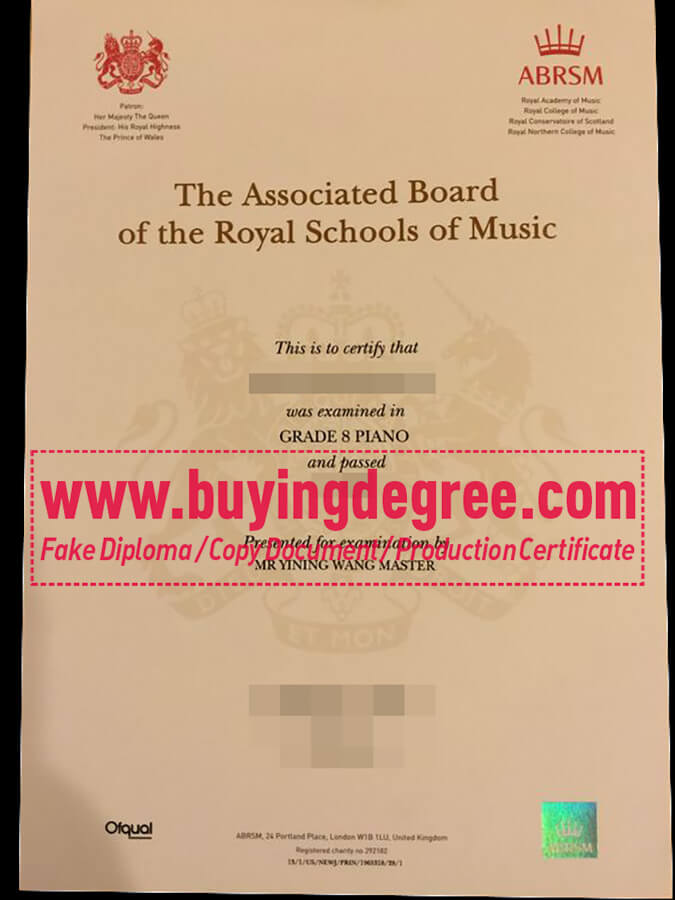 Few steps needed to get fake ABRSM certificate online