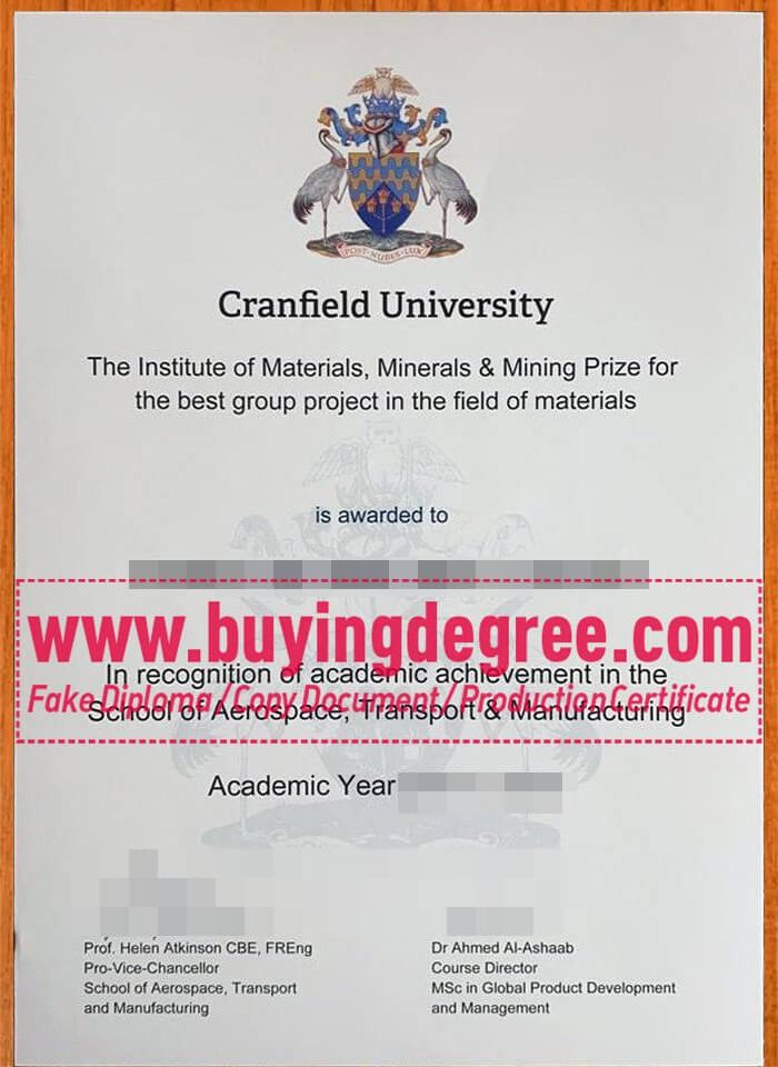 buy a degree from Cranfield University