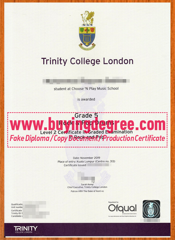 Order a Trinity Laban Conservatoire of Music and Dance diploma