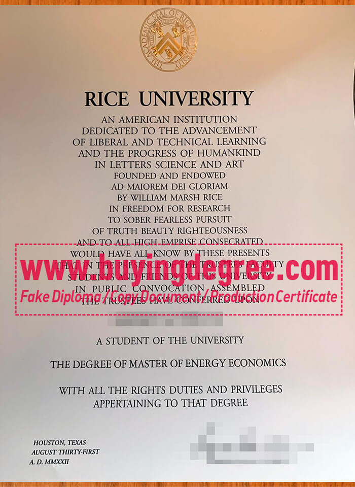 How much does take a fake Rice University degree cost?