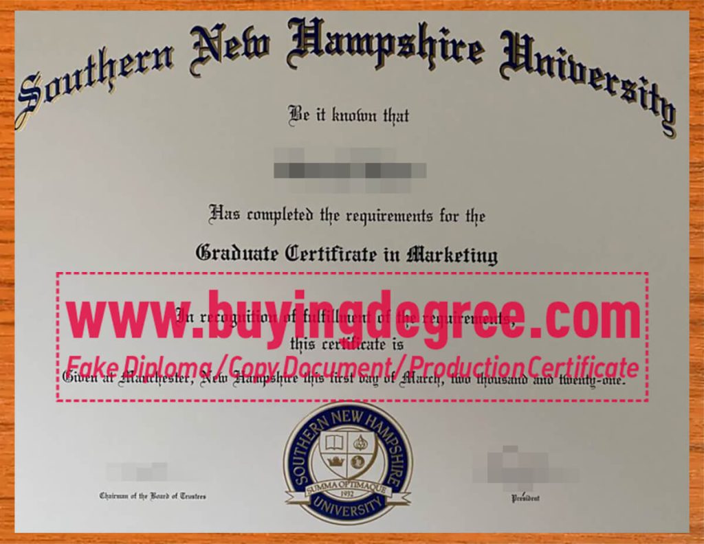 Buy an SNHU degree, fake Southern New Hampshire University diploma