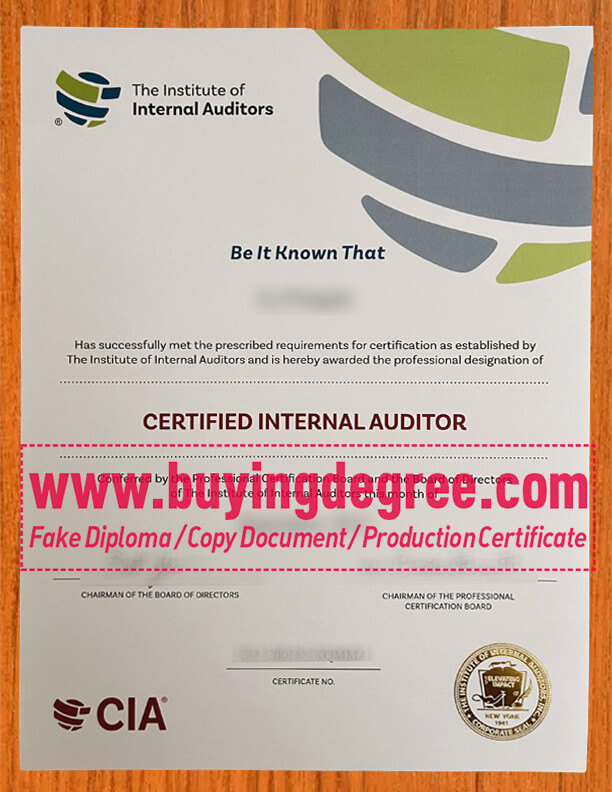 Buy a fake Certified Internal Auditor certificate, fake CIA certification from IIA in 2023