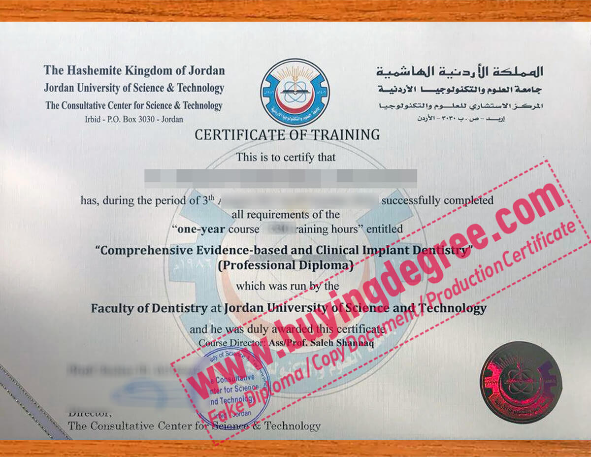 Create a Jordan University of Science and Technology fake diploma, JUST degree