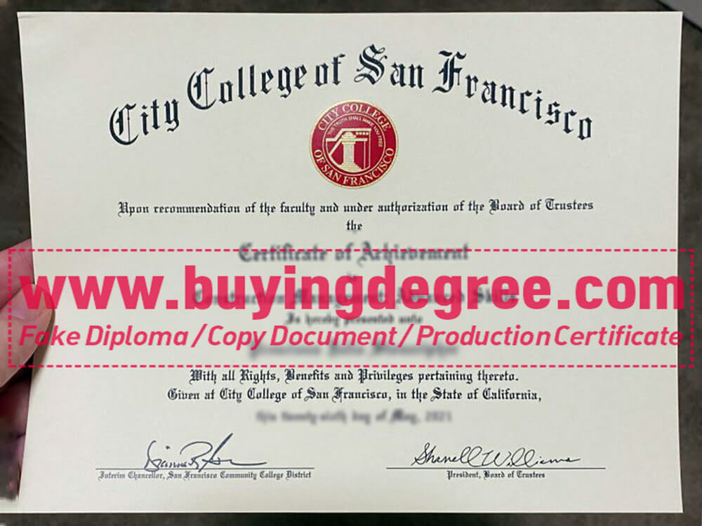 Earn a fake diploma from City College of San Francisco in US.