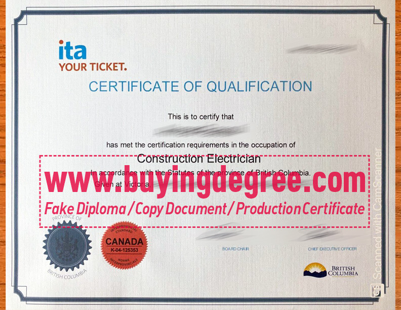 Industry Training Authority (ITA) certificate