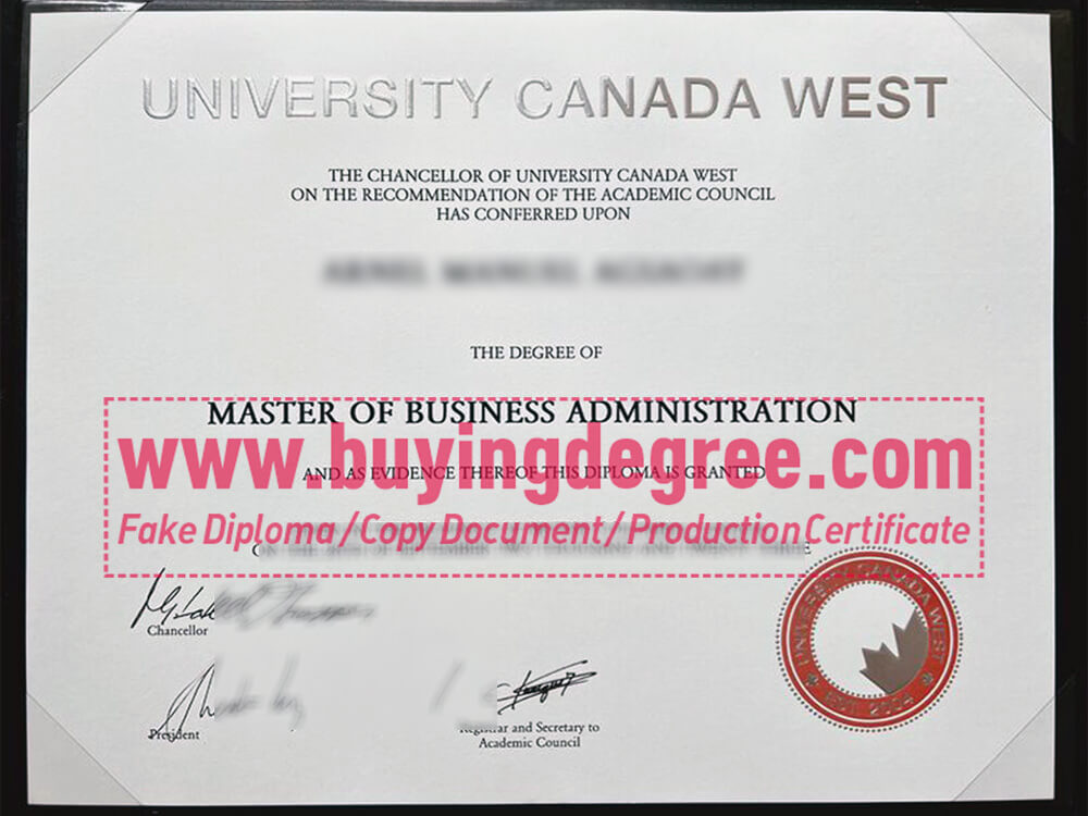 Get a fake University Canada West degree certificate