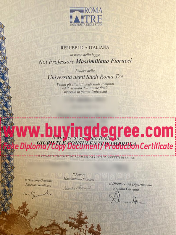 Create a fake diploma from Roma Tre University in Italy