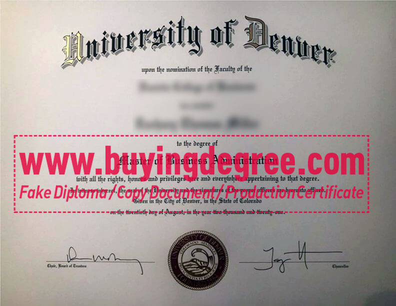 fake University of Denver diploma