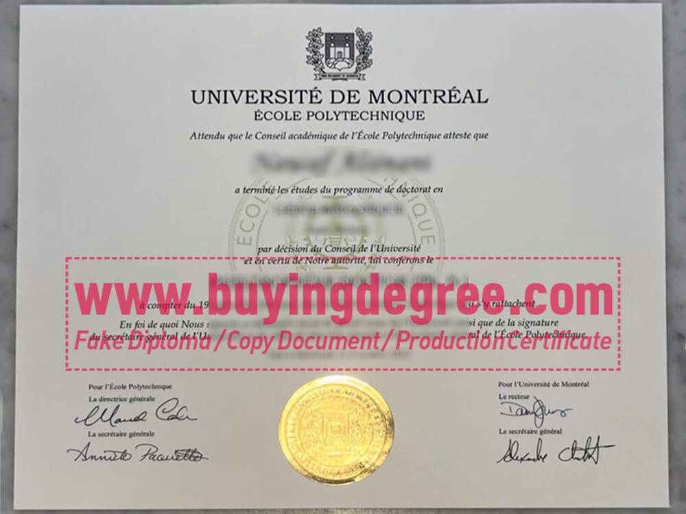 Buy a Polytechnique Montréal Fake Diploma in Canada