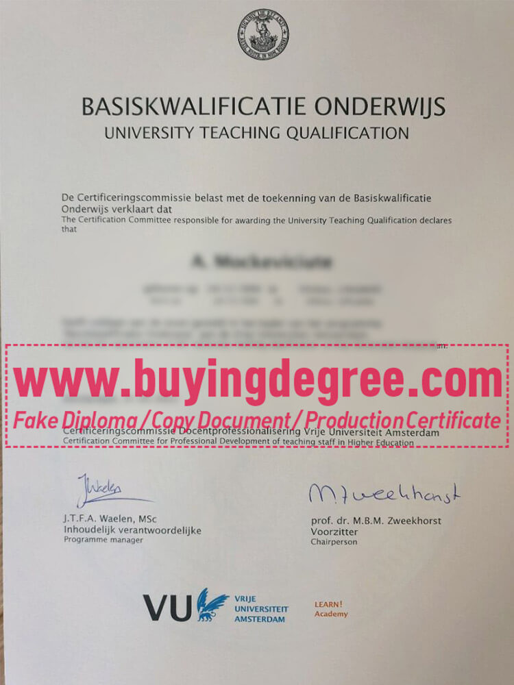 Buy a fake diploma from Vrije Universiteit Amsterdam online