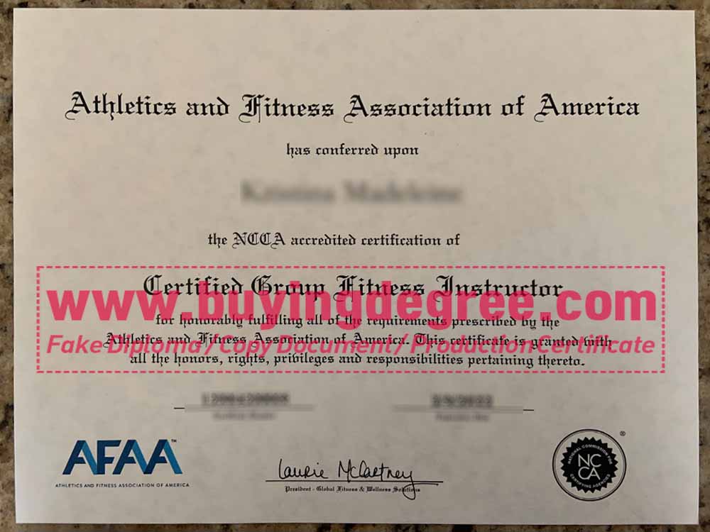 Buy a fake AFAA certification to become a fitness instructor