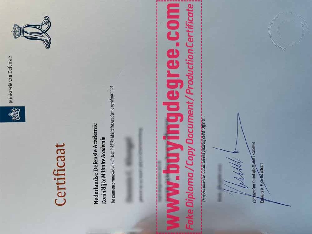 Get a fake diploma from Koninklijke Militaire Academie