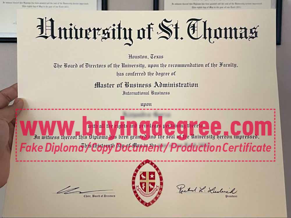 fake University of St. Thomas Texas diploma