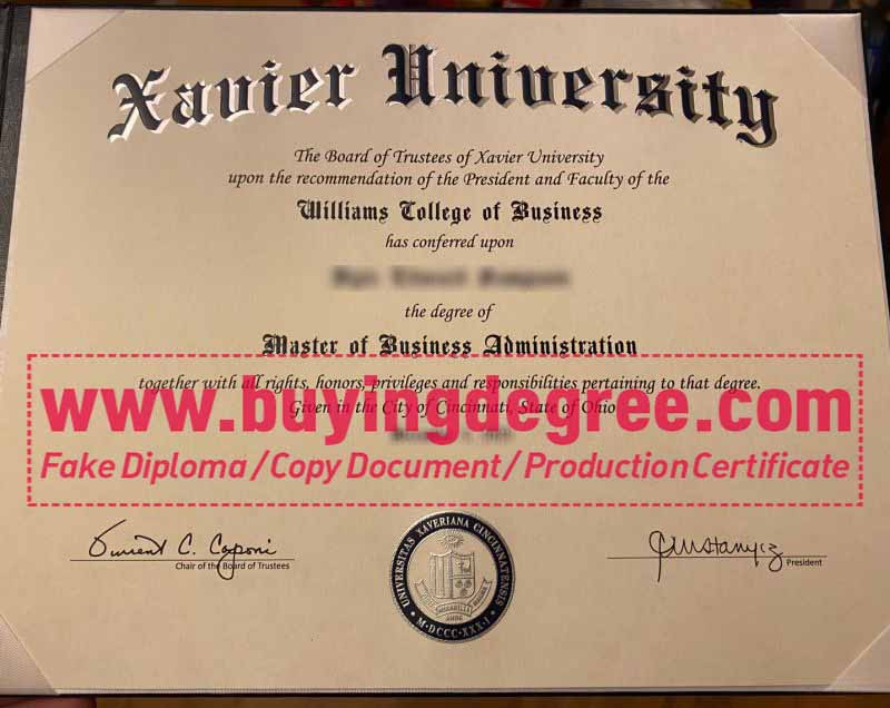 Create a fake Xavier University diploma in Ohio