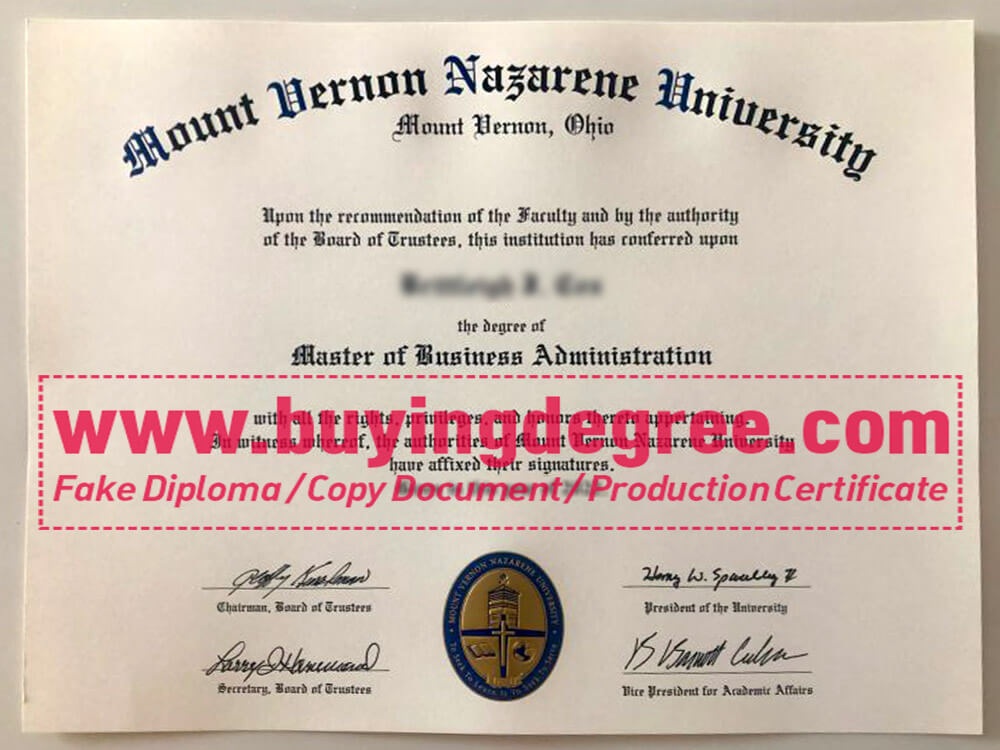 Ordering a fake Mount Vernon Nazarene University diploma in US