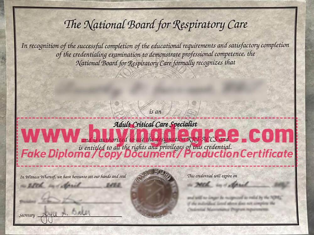 Quickly obtain a fake National Board for Respiratory Care certification