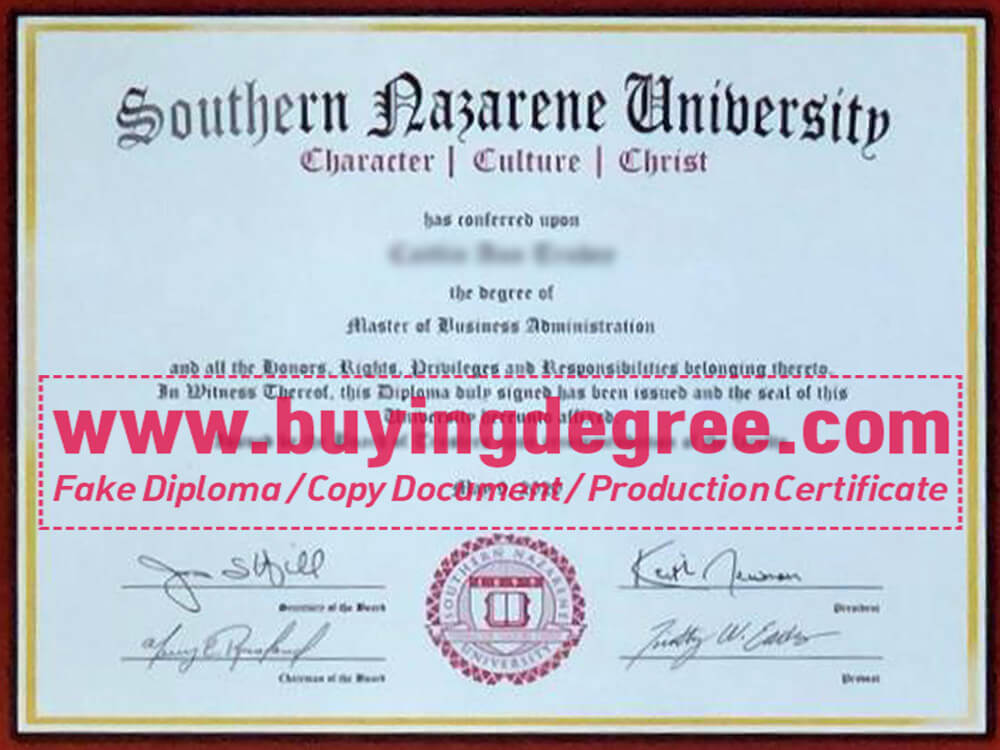 buy a fake Southern Nazarene University diploma