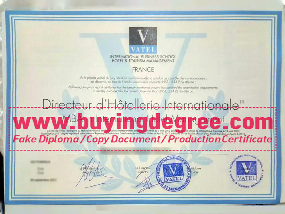 How to Create a Vatel, Hotel & Tourism Business School fake diploma 