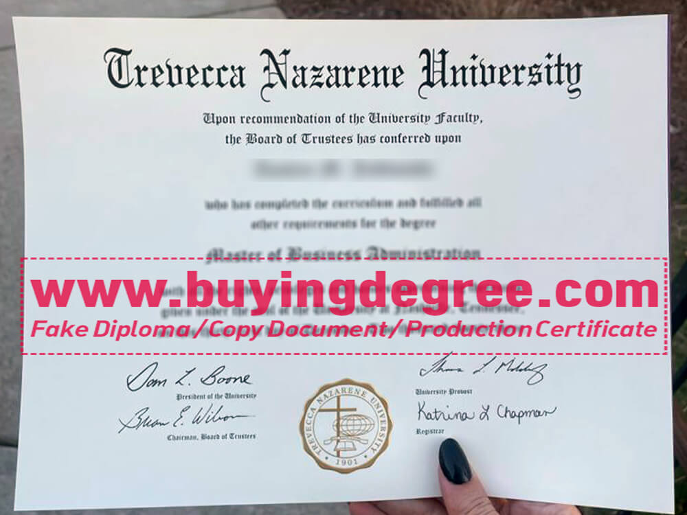 Customize a fake Trevecca Nazarene University diploma in USA