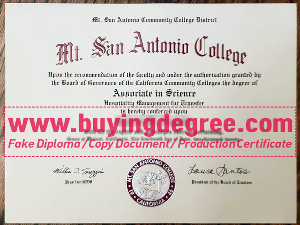 Customize a Mt. San Antonio College fake diploma