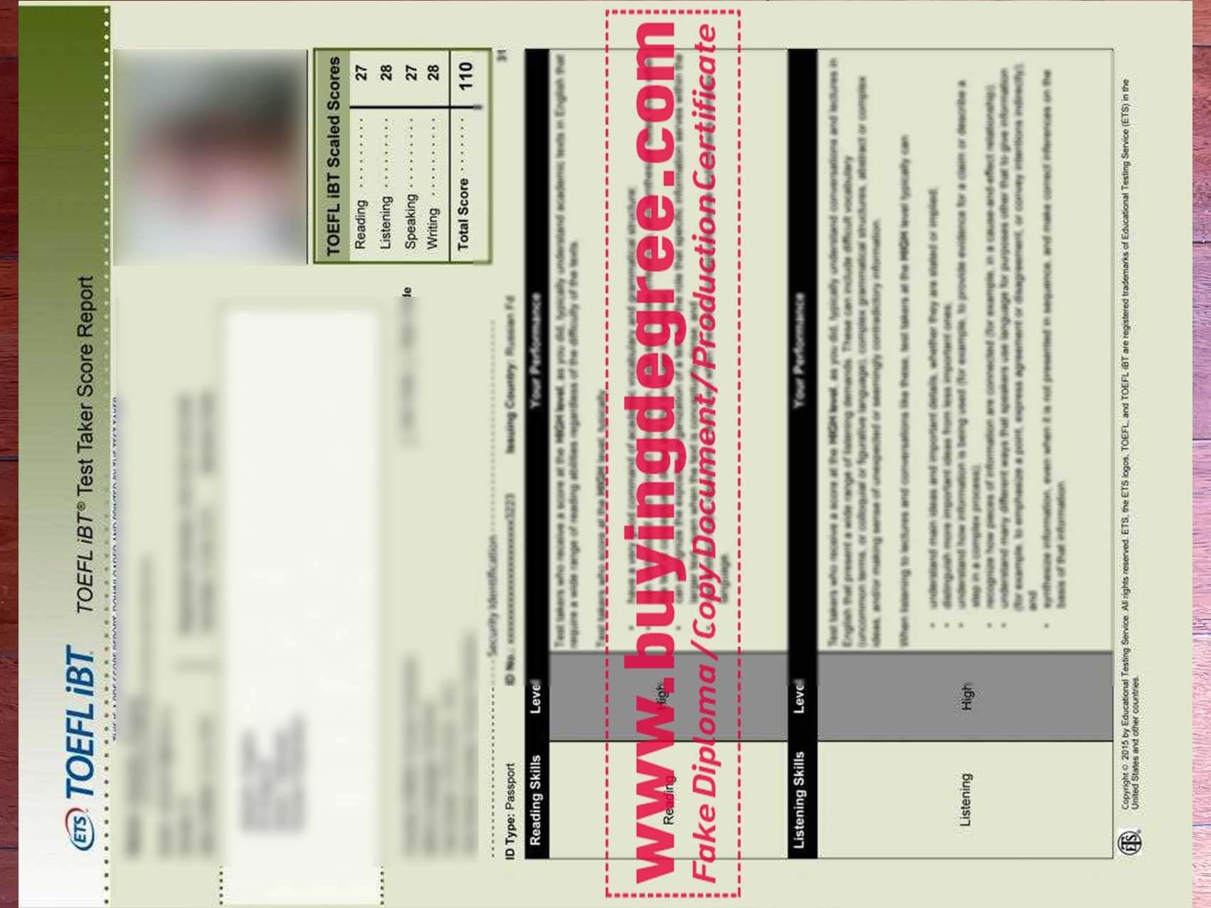 get a fake TOEFL certificate