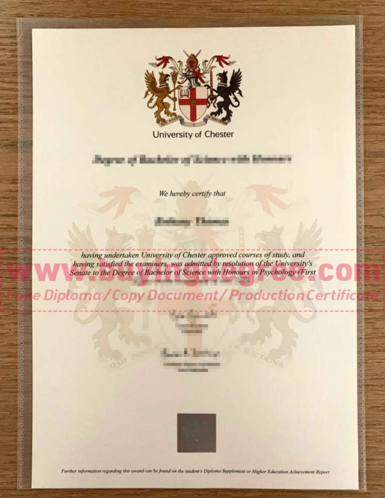 fake University of Chester Diploma