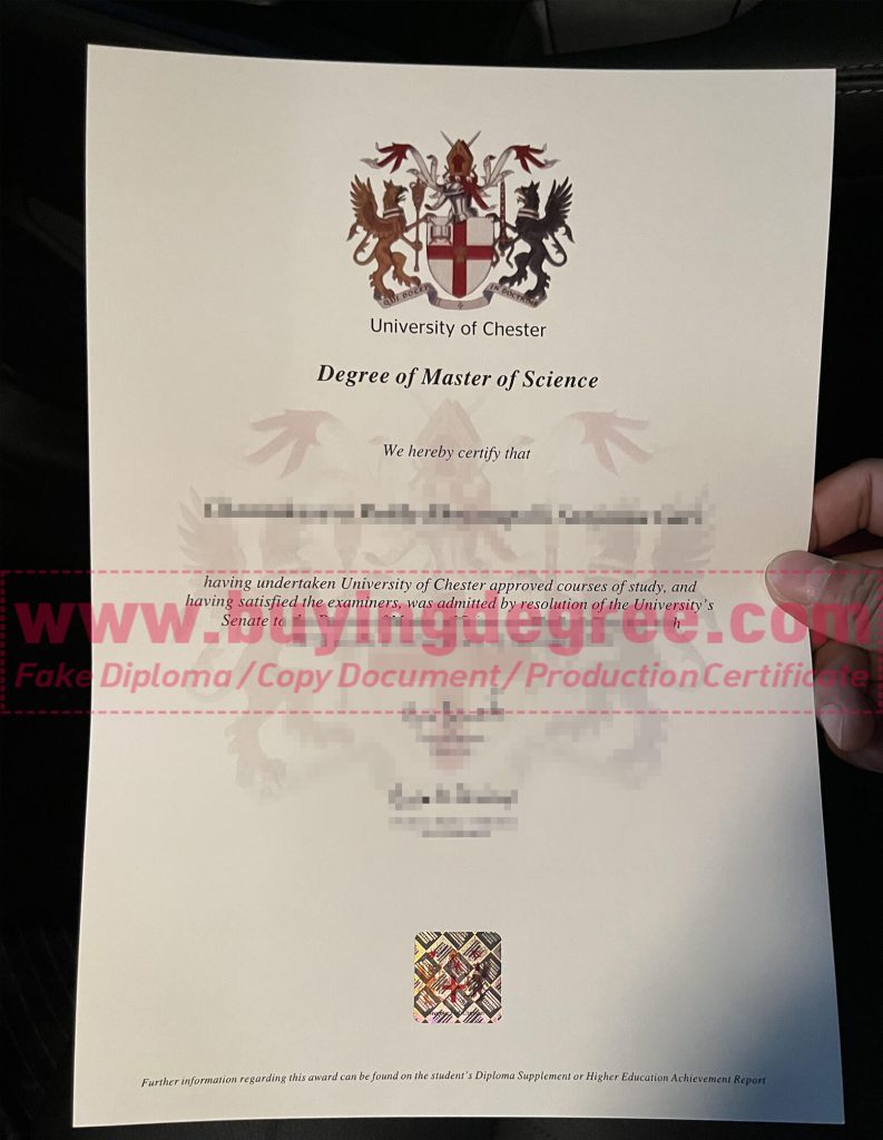 fake University of Chester Diploma