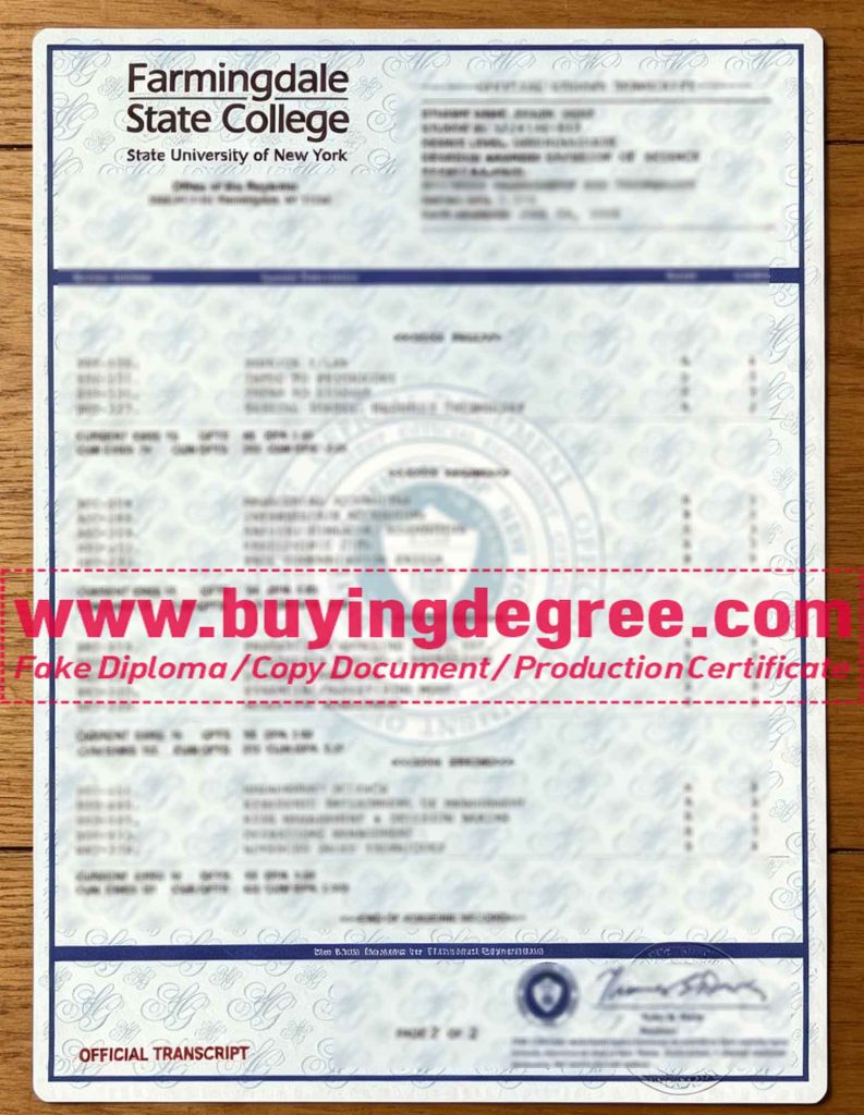 Buy fake Empire State University transcript