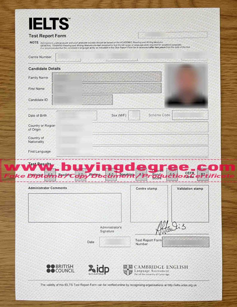 buy fake IELTS test report