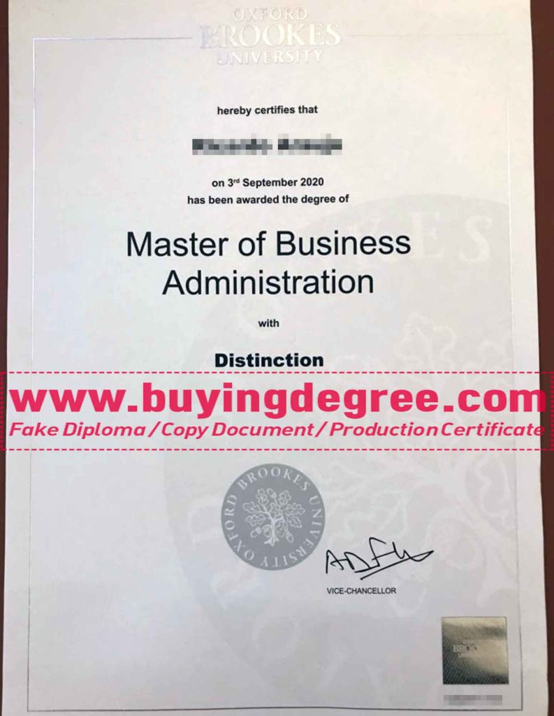 buy an Oxford Brookes University fake MBA degree 2020