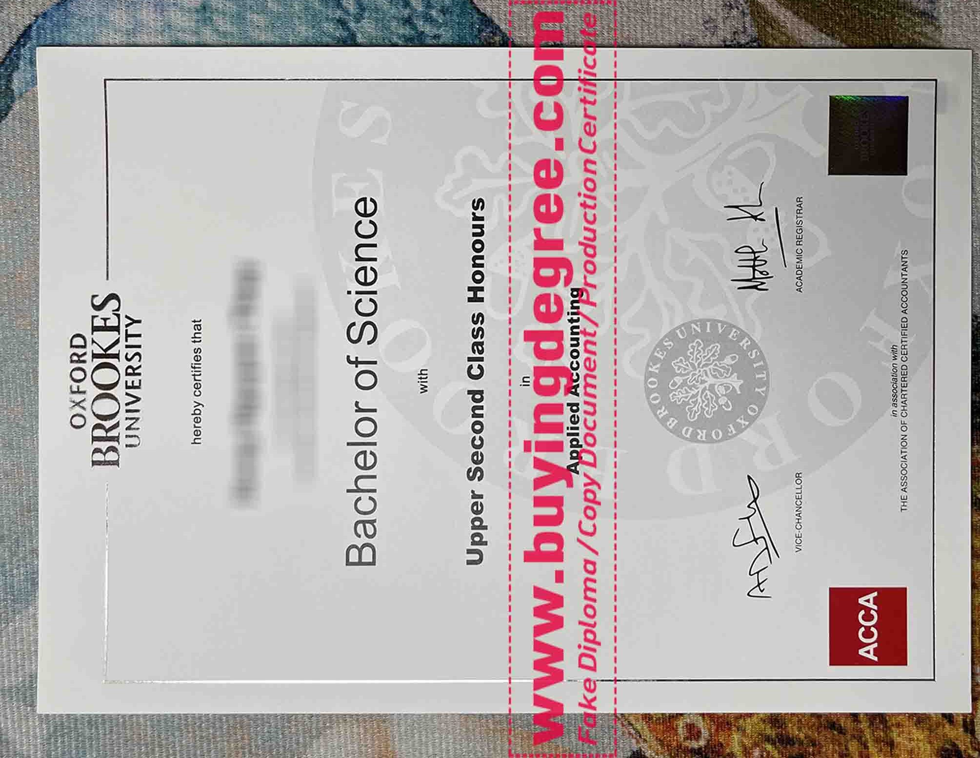 buy an Oxford Brookes University certificate