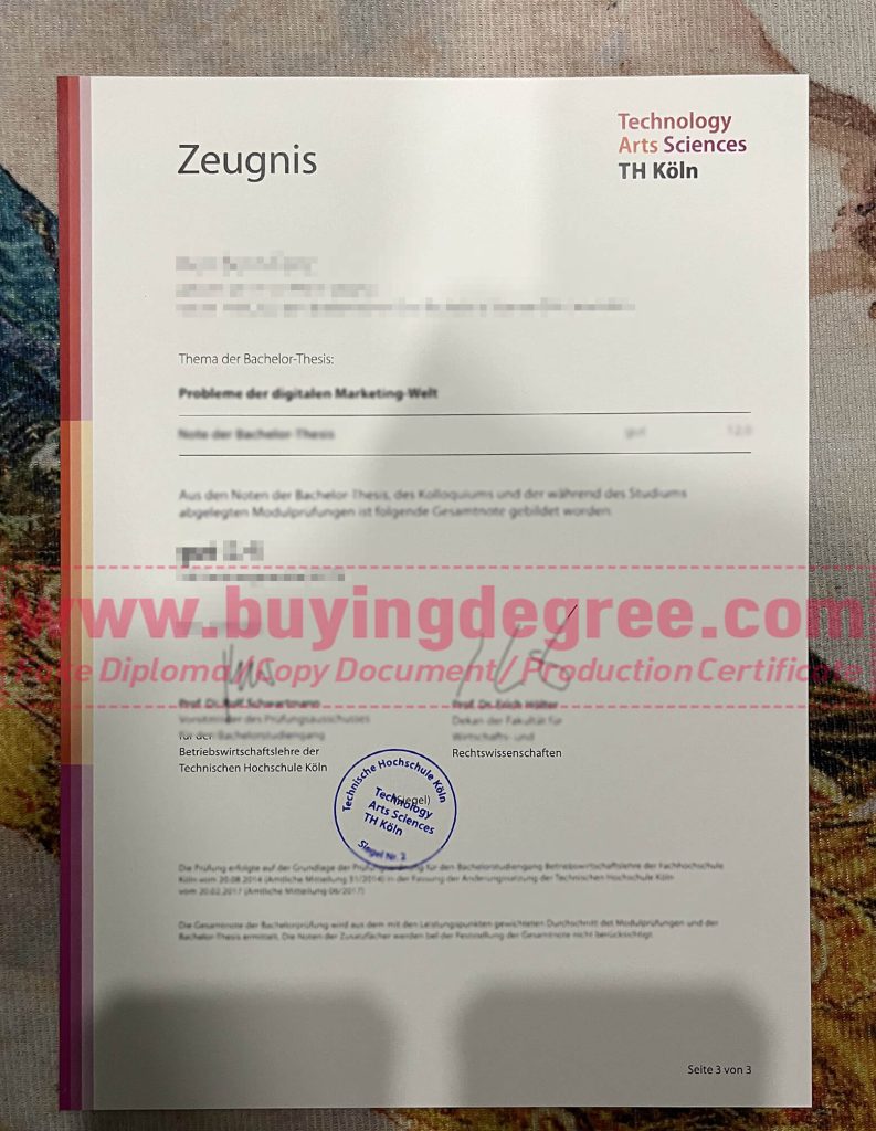 buy a TH Köln Zeugnis TH Köln Zeugnis