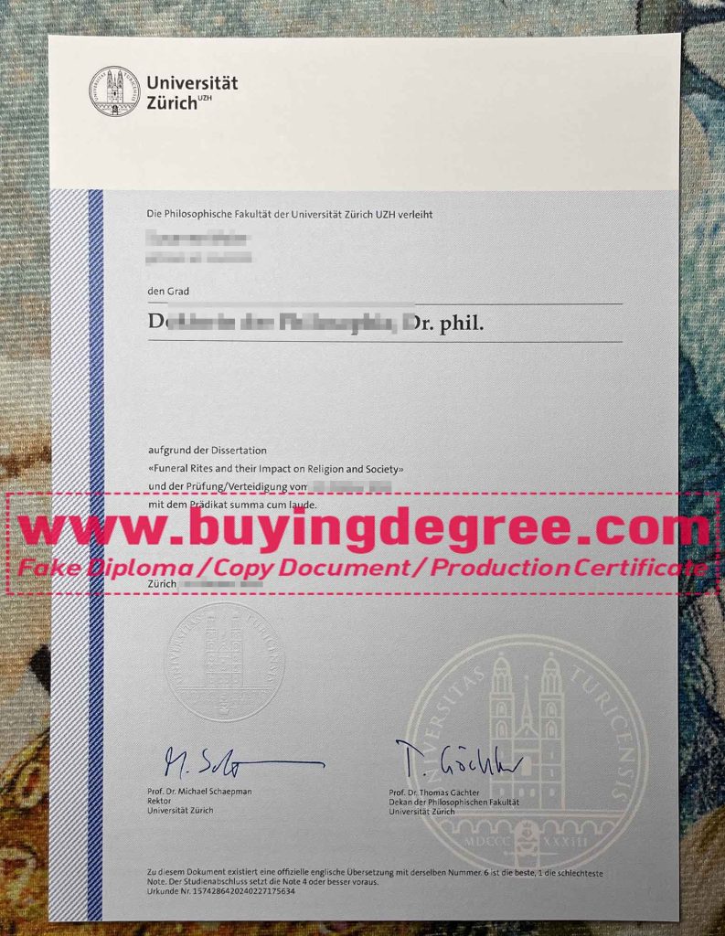 fake Universität Zürich diploma online