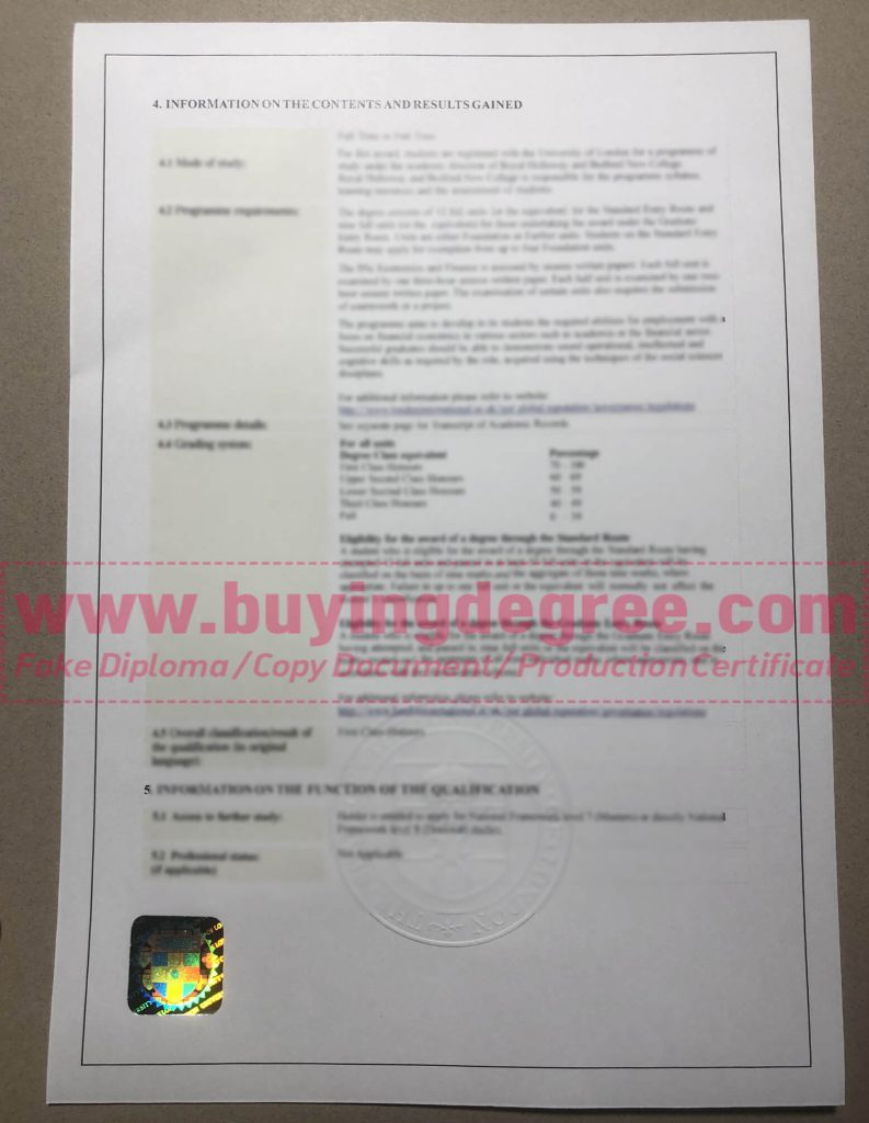 buy a University of London DIPLOMA SUPPLEMENT