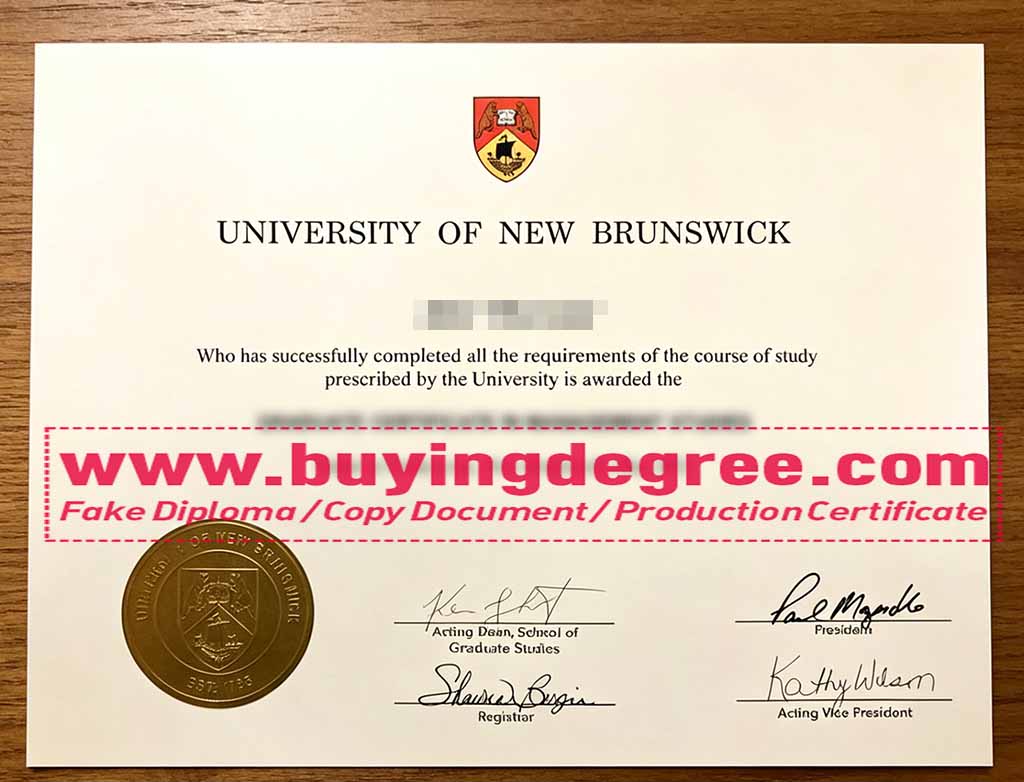 University of New Brunswick diploma