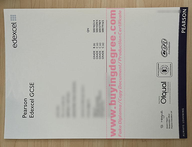 Edexcel certificate.