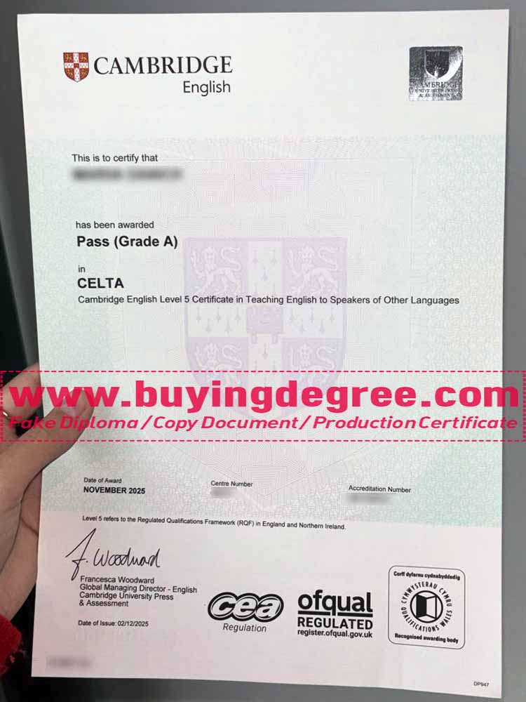 Latest Sample of a Cambridge CELTA Certificate