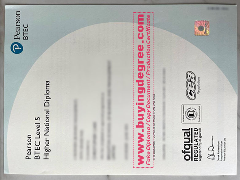 Pearson BTEC 5 Higher National diploma sample